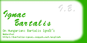 ignac bartalis business card